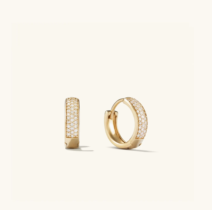 Mejuri Pave Diamond Bold Huggie Hoops