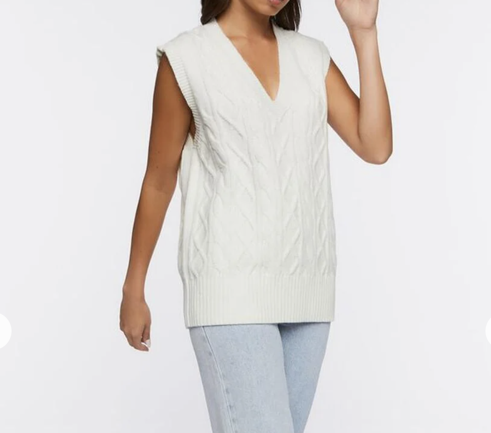 Forever 21 Cable Knit Sweater Vest