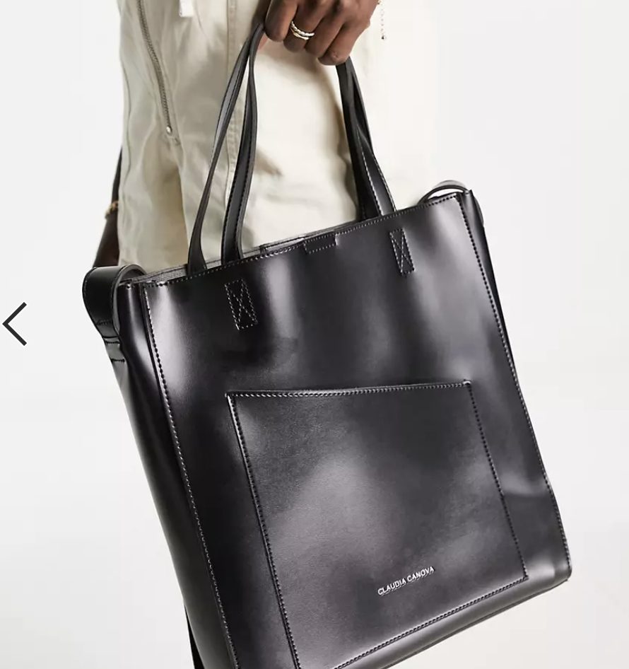 Asos Claudia Canova Diagnol Flap Tote Bag in Black
