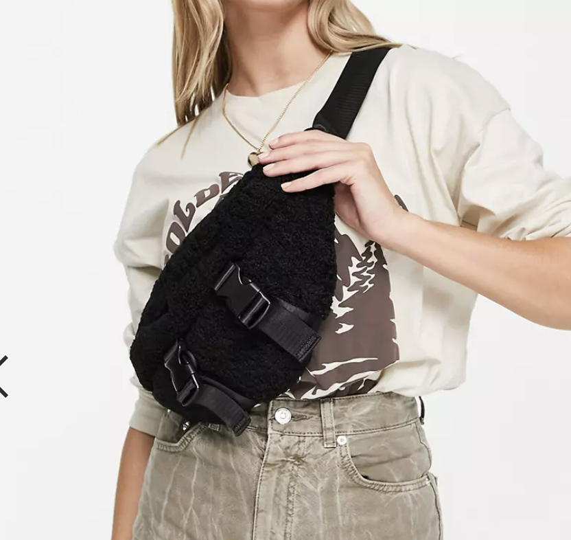 Topshop Teddy Double Buckle Sling Fanny Pack