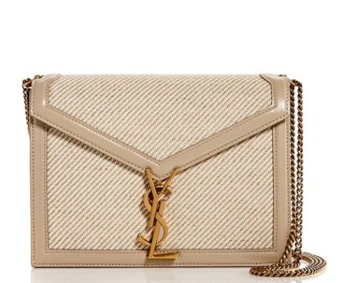 YSL Cassandra Medium Chain Canvas &amp; Leather Crossbody