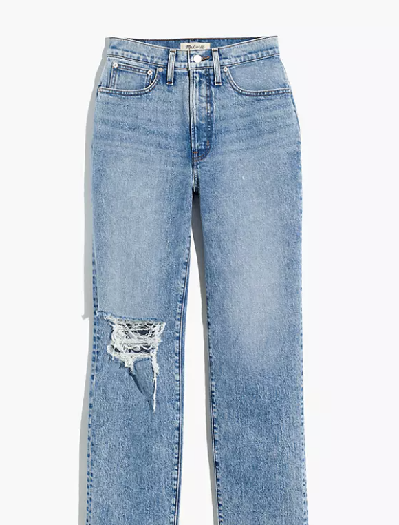  Madewell The Perfect Vintage Straight Jean in Kingsbury Wash: Knee-Rip Edition