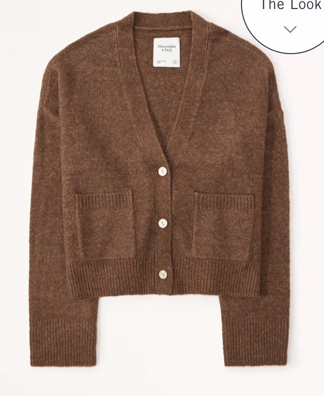 Abercrombie &amp; Fitch Chocolate Brown Women's Easy Short Cardigan with Pockets