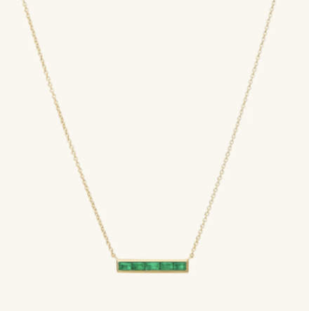 Mejuri Baguette Emerald Bar Necklace