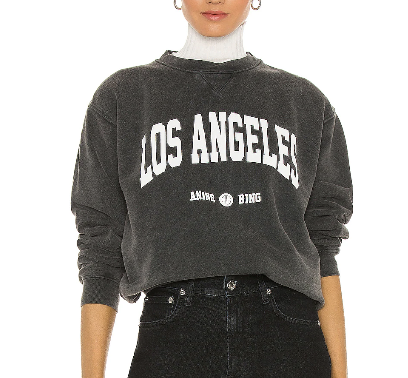 Revolve Anine Bing Ramona University Sweatshirt in Washed Black