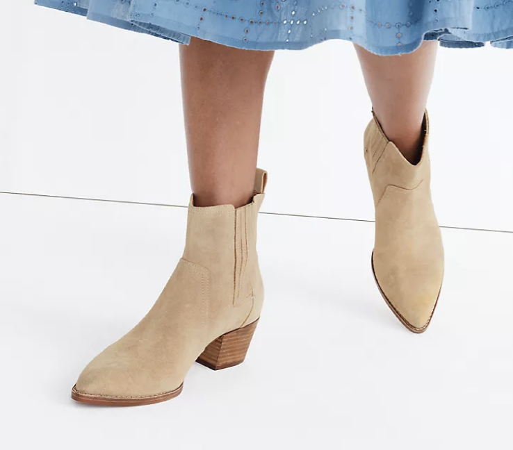 Madewell The Western Ankle Boot in Suede