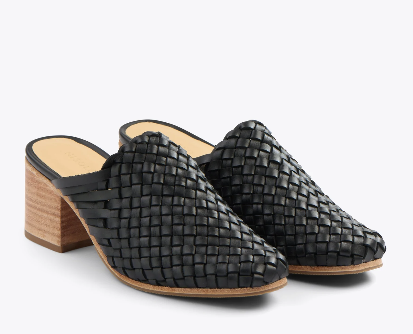 Nisolo All Day Woven Heeled Mule Black