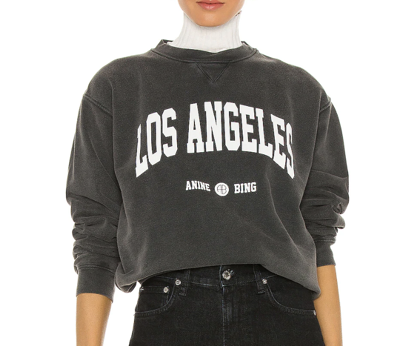 Revolve Anine Bing Ramona University Sweatshirt in Washed Black