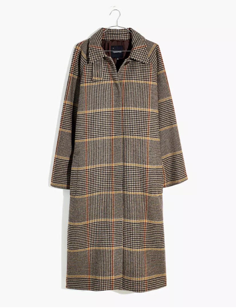 Madewell Oversized Car Coat in Glen Plaid