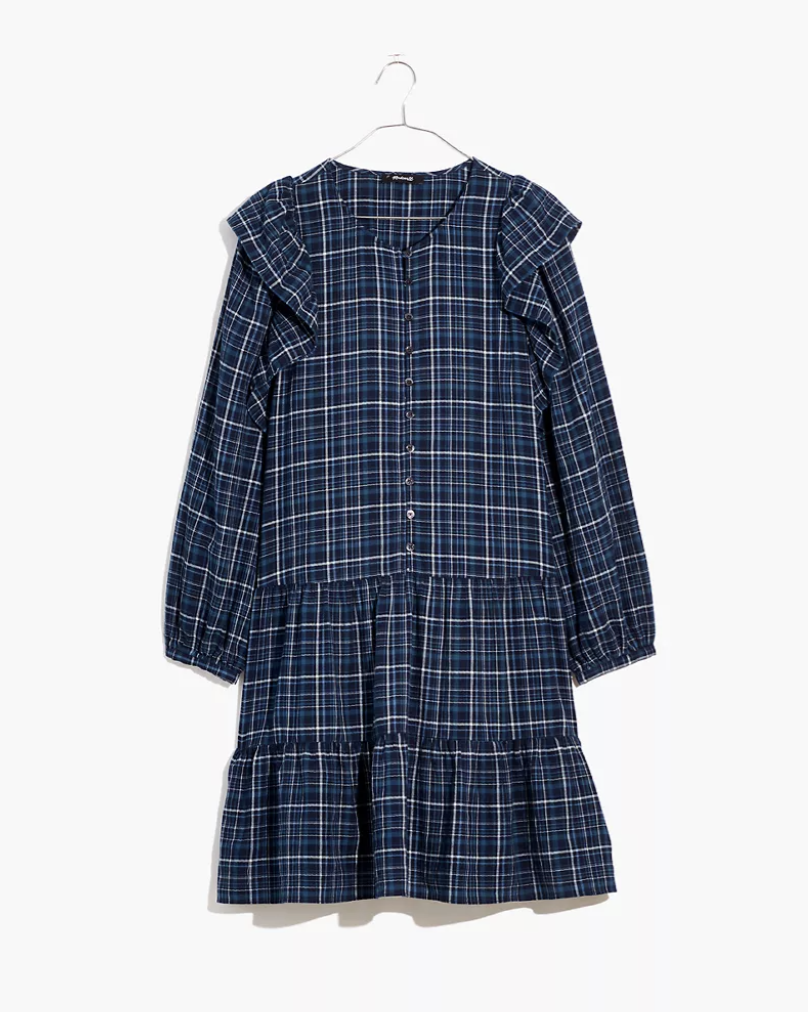 Madewell Gauze Ruffle-Trimmed Mini Dress 