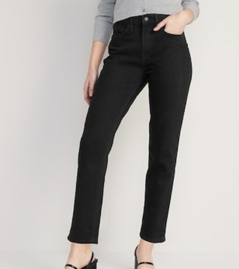 Old Navy Extra High-Waisted Sky-Hi Straight Black Jeans for Women