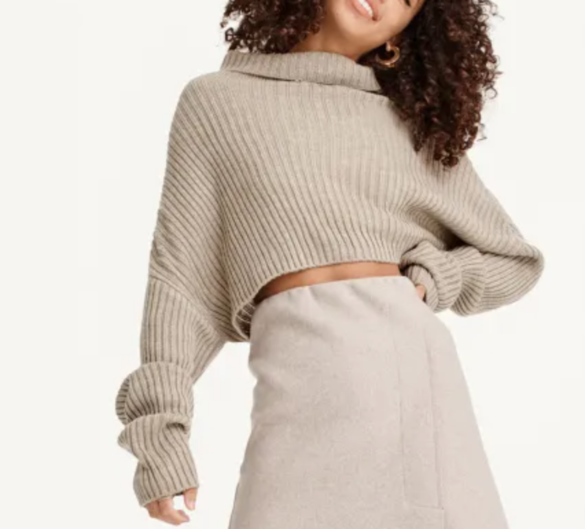 DKNY Cropped Turtleneck Sweater