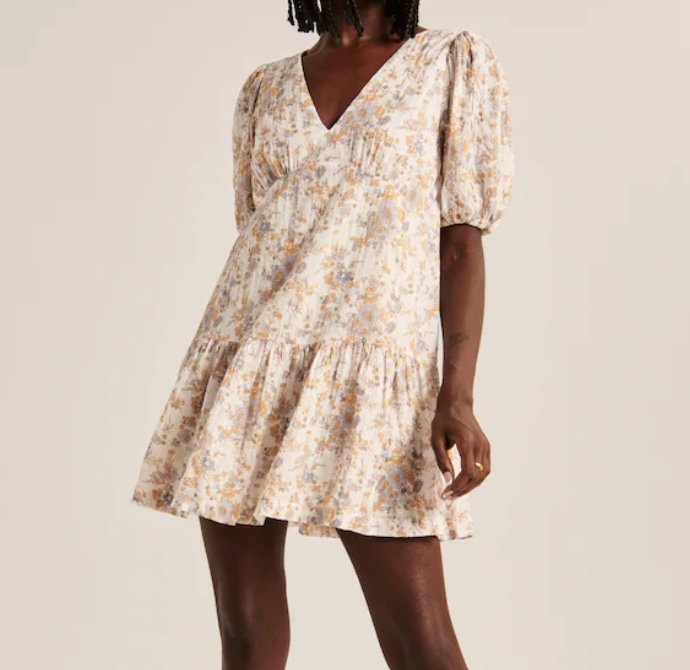 Abercrombie Puff Sleeve Trapeze Mini Dress