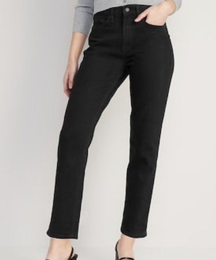 Old Navy Extra High-Waister Sky-Hi Straight Black Jeans for Women