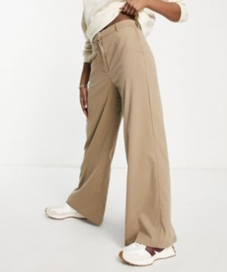 Asos Vila Tailored Wide Leg Pants with Split Back in Camel