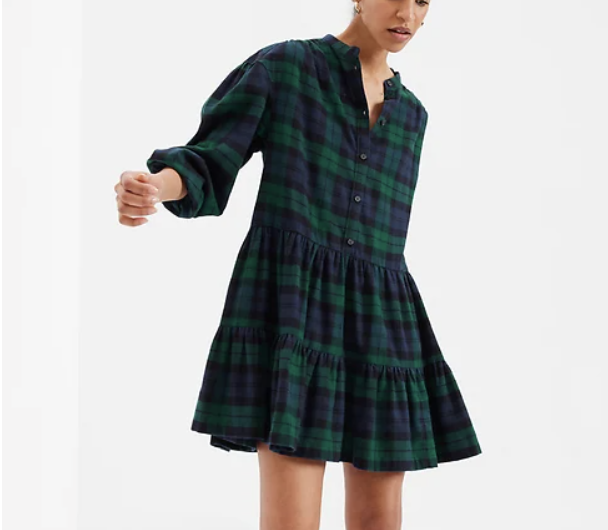 Gap Plaid Tiered Mini Dress
