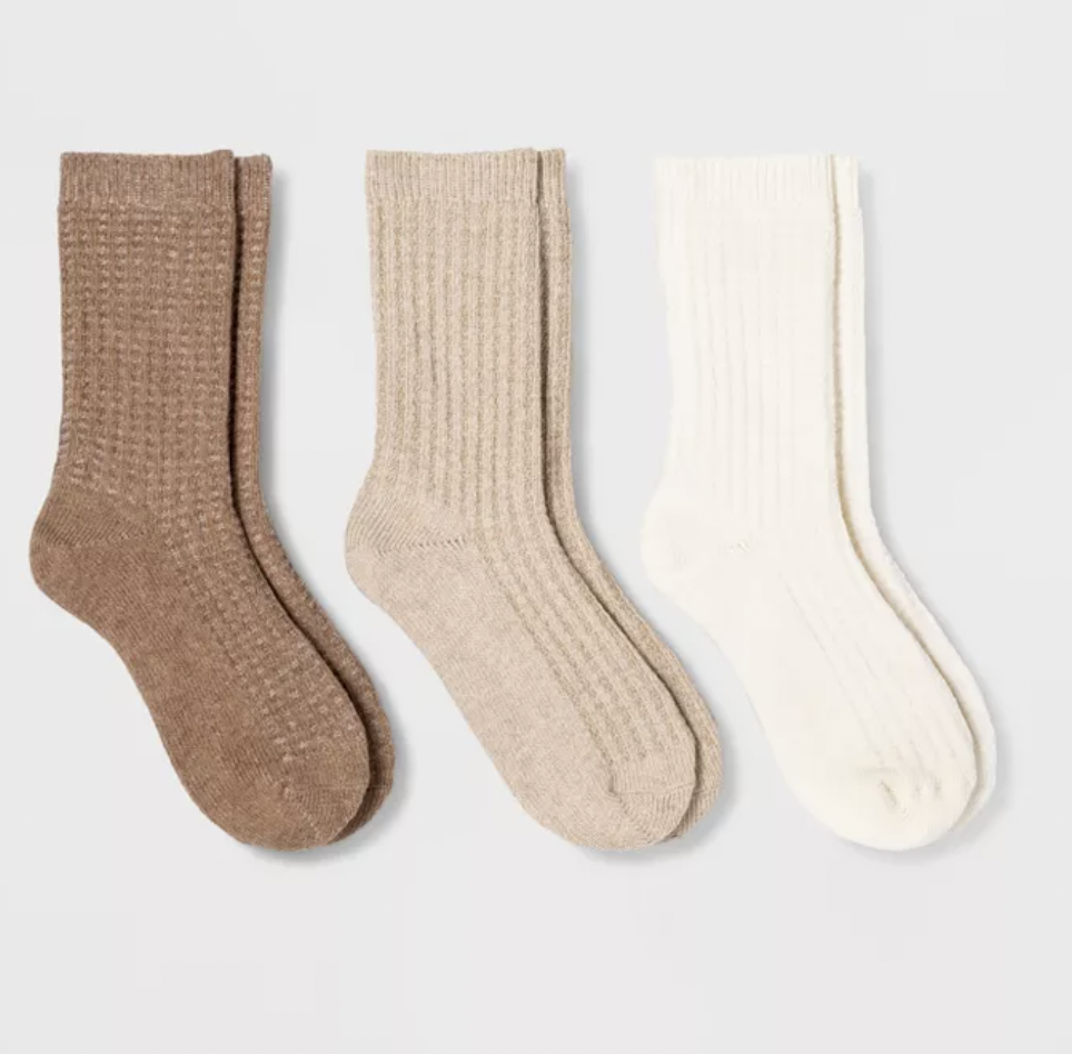 Target Women's 3pk Waffle Crew Socks - Universal Thread