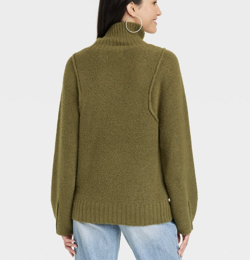 Target Women's Mock Turtleneck Seam Front Pullover Sweater
