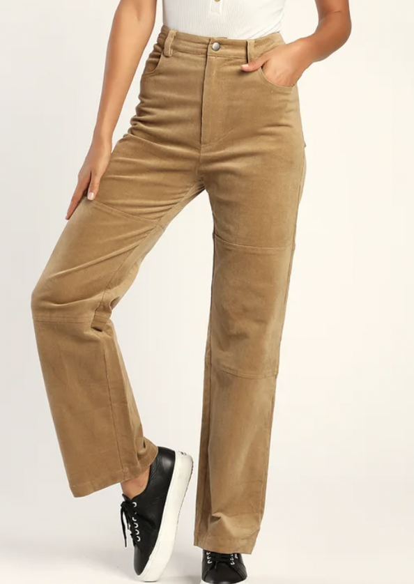Lulus Working the 'Fit Light Brown Corduroy Straight Leg Pants