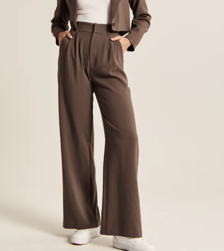 Abercrombie &amp; Fitch Women's Tailored Chocolate Brown Wide Leg Pants