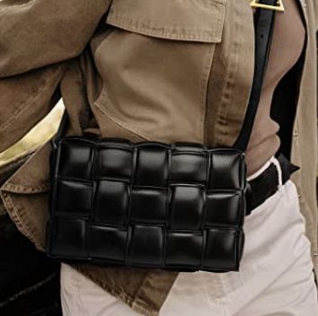 Amazon Woven Padded Cassette Crossbody Trend Shoulder Bag for Women Clutch Bag Square Purse Hand Bag