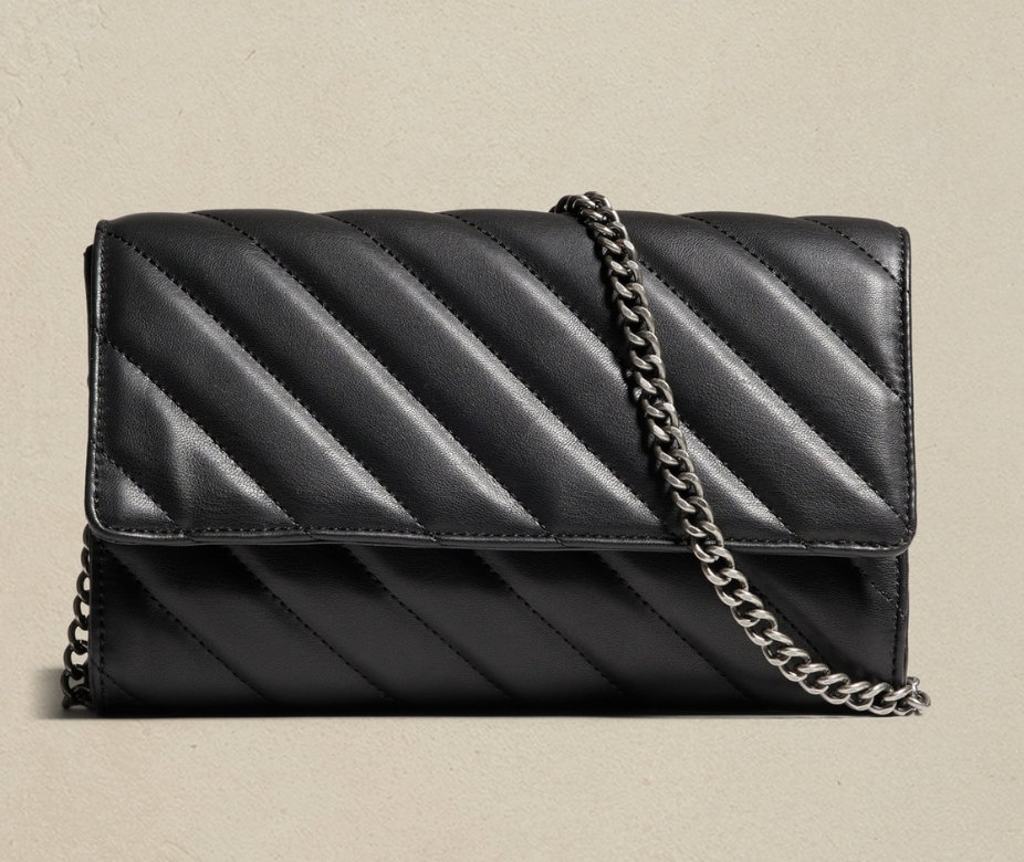 Banana Republic Factory Black Quilted Chain Crossbody Bag