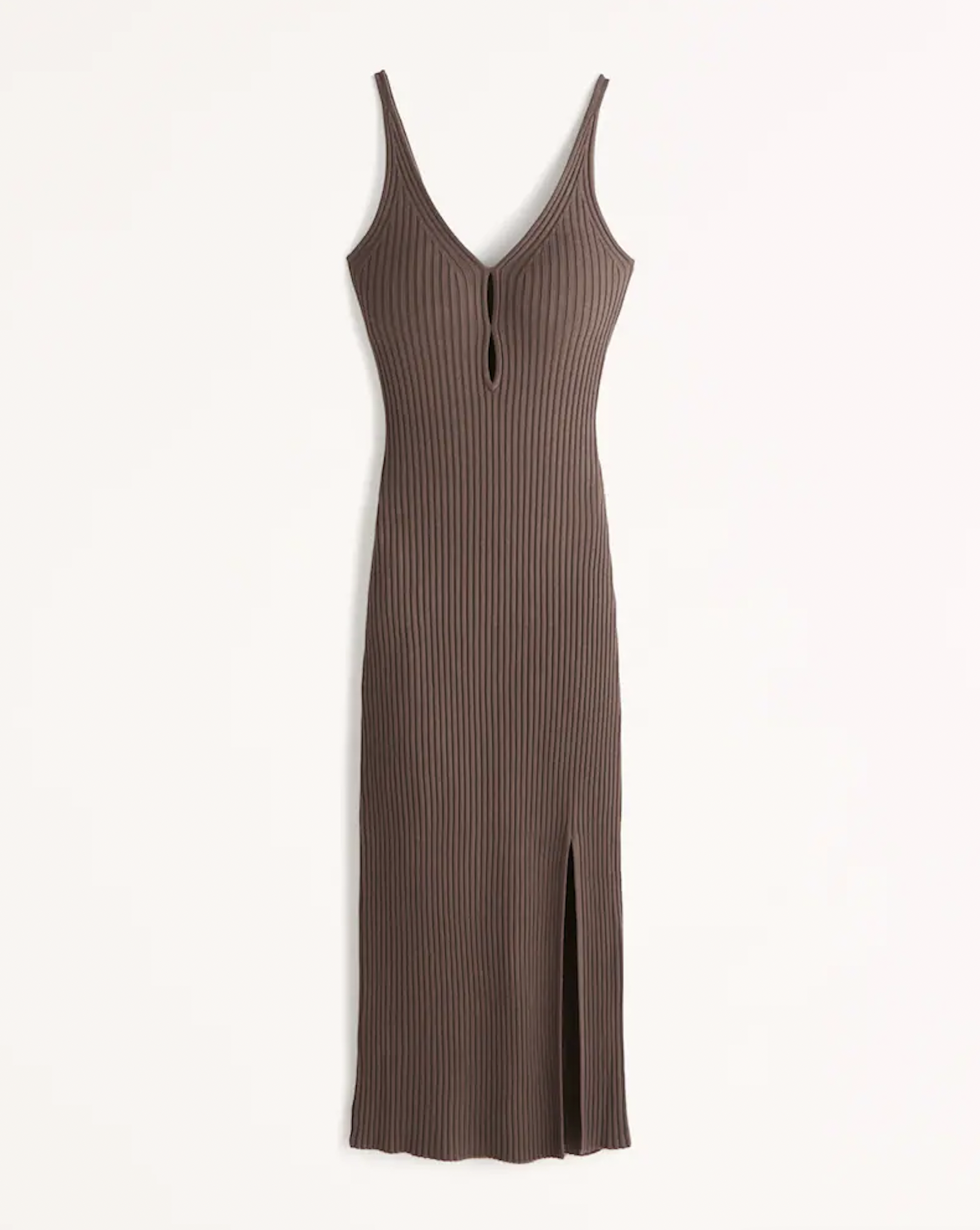 Abercrombie &amp; Fitch Women's Elevated Knit Keyhole Brown Midi Dress