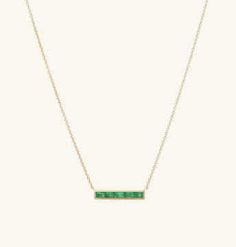 Baguette Emerald Bar Necklace
