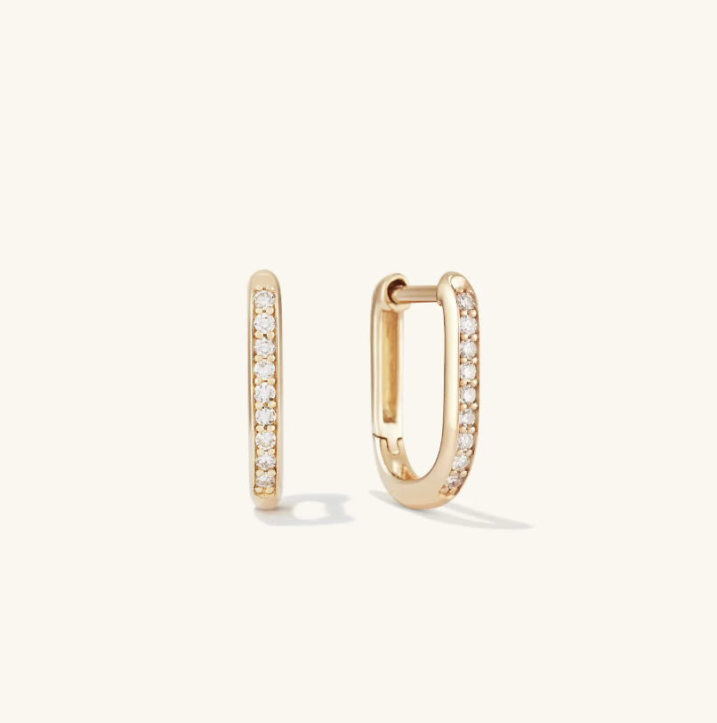 Pave Diamond U Hoops