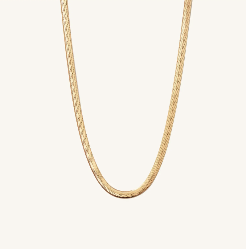 Bold Herringbone Chain Necklace - GOLD