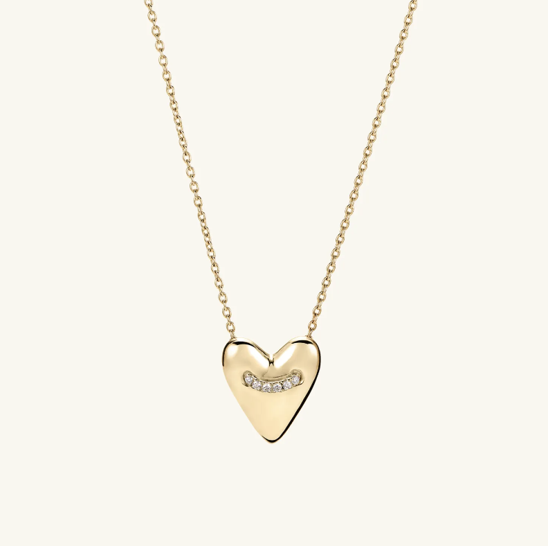 Heart Pave Diamond Large Pendant Necklace
