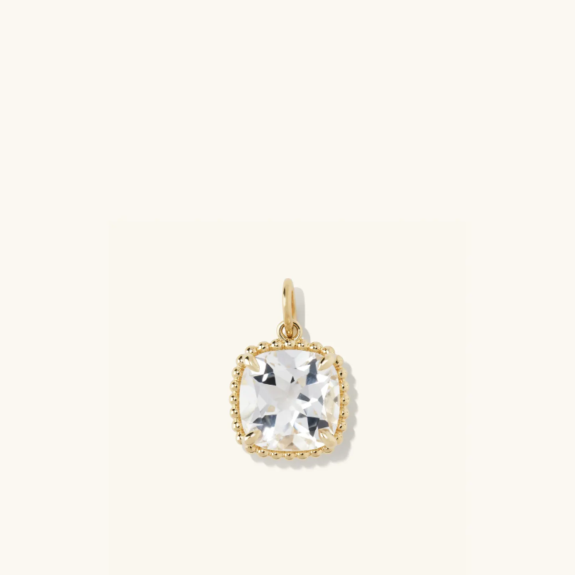 Beaded Cushion Gemstone Charm Pendant