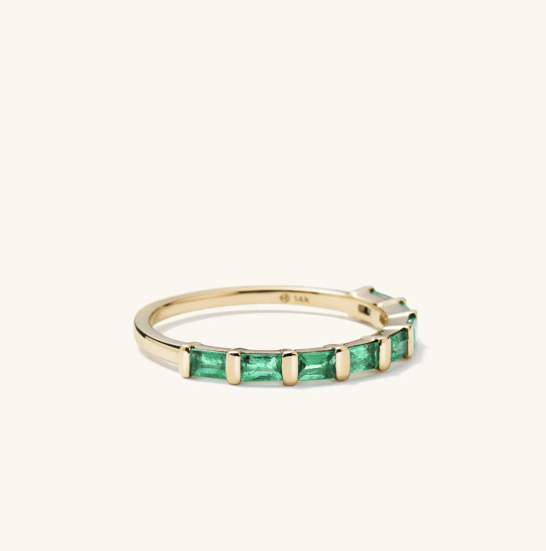Baguette Emerald Half Eternity Band