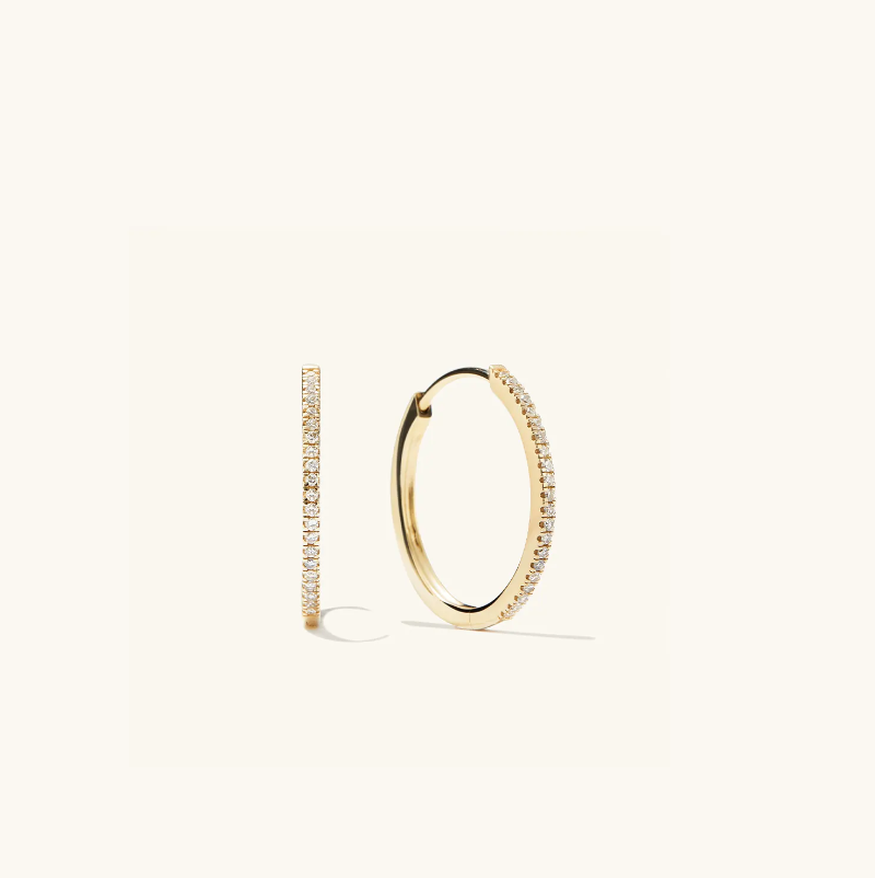 Pave Diamond Medium Hoops
