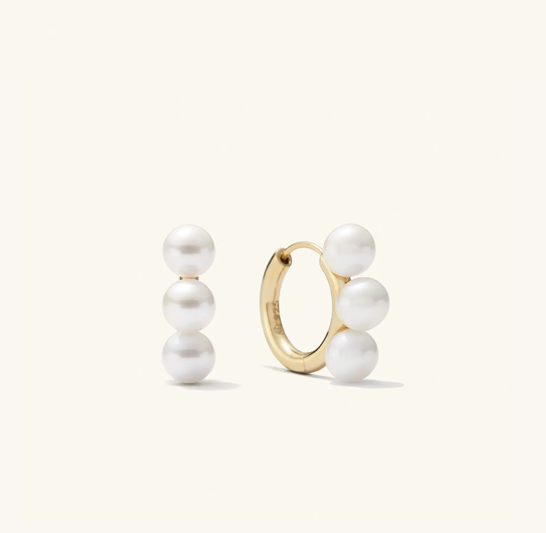 Bold Pearl Trio Hoop Earrings