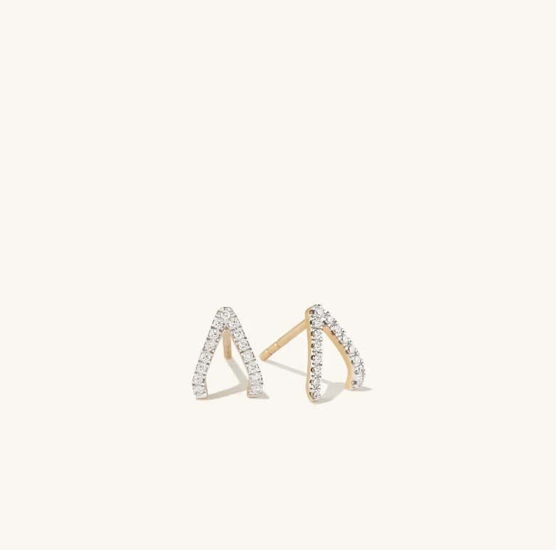 Pave Diamond Wishbone Studs