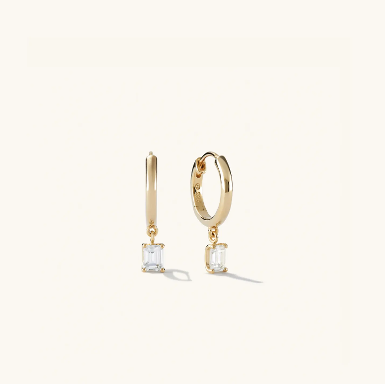 Emerald Cut Topaz Hoops