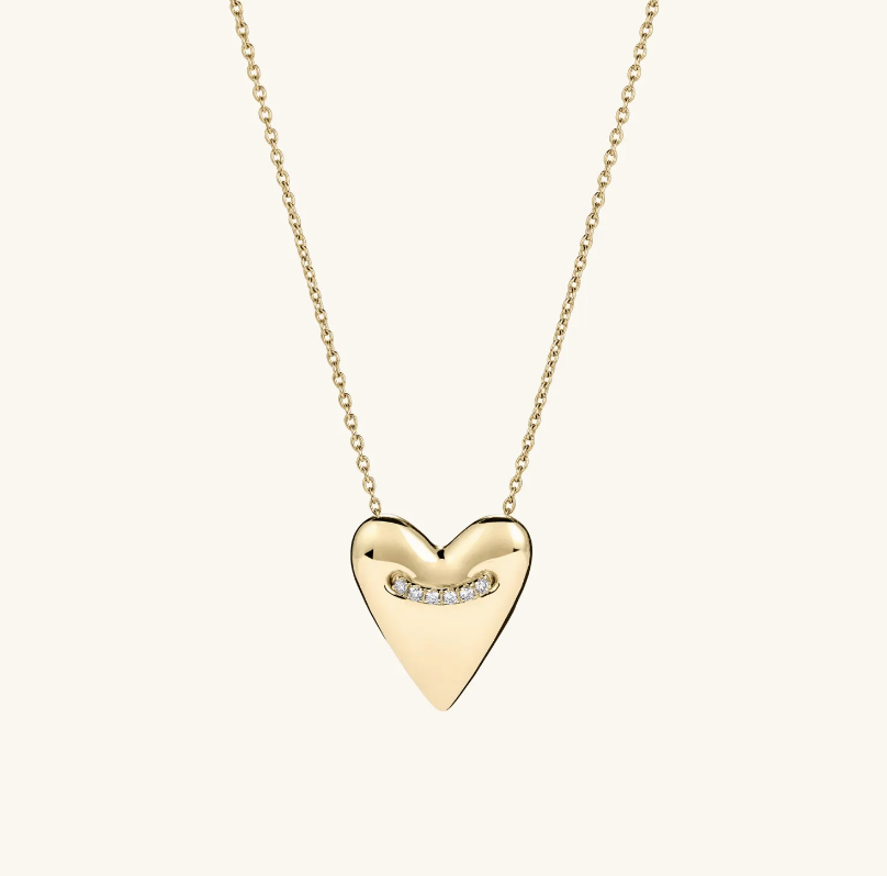 Mejuri Heart Pave Diamond Large Pendant Necklace