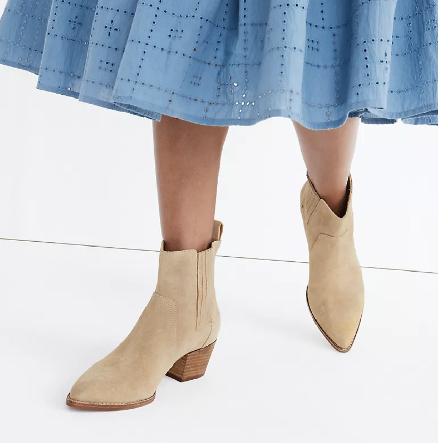 Madewell The Western Ankle Boot in Suede