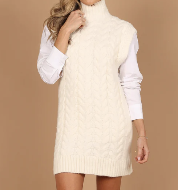 Petal &amp; Pup Cozette Turtle Neck Sleeveless Mini Knit Dress 