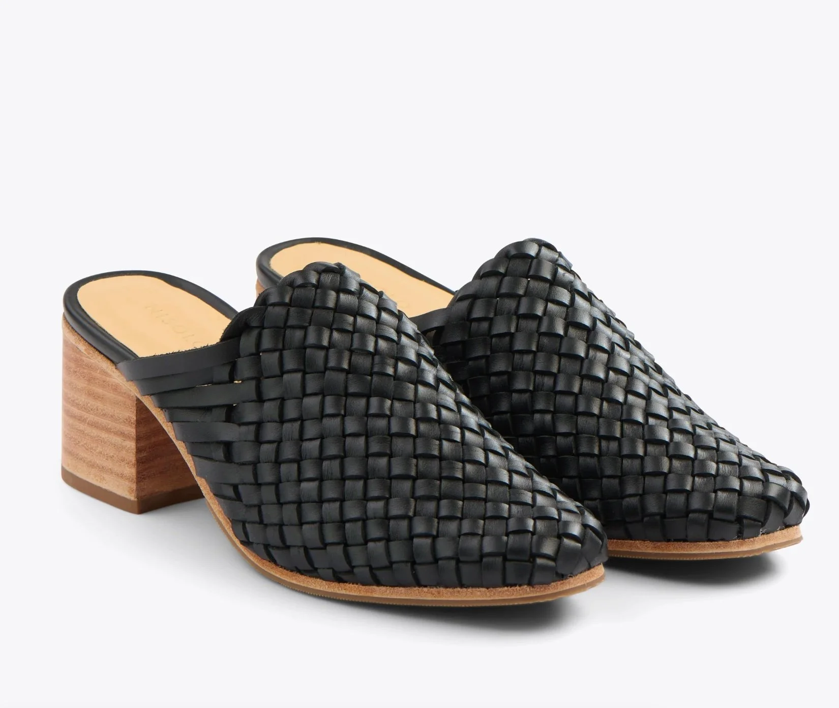 Nisolo All-Day Woven Heeled Mule Black