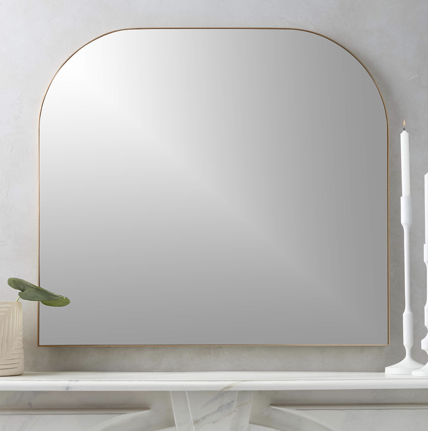 CB2 Infinity Brass Mantel Wall Mirror 42"X37"