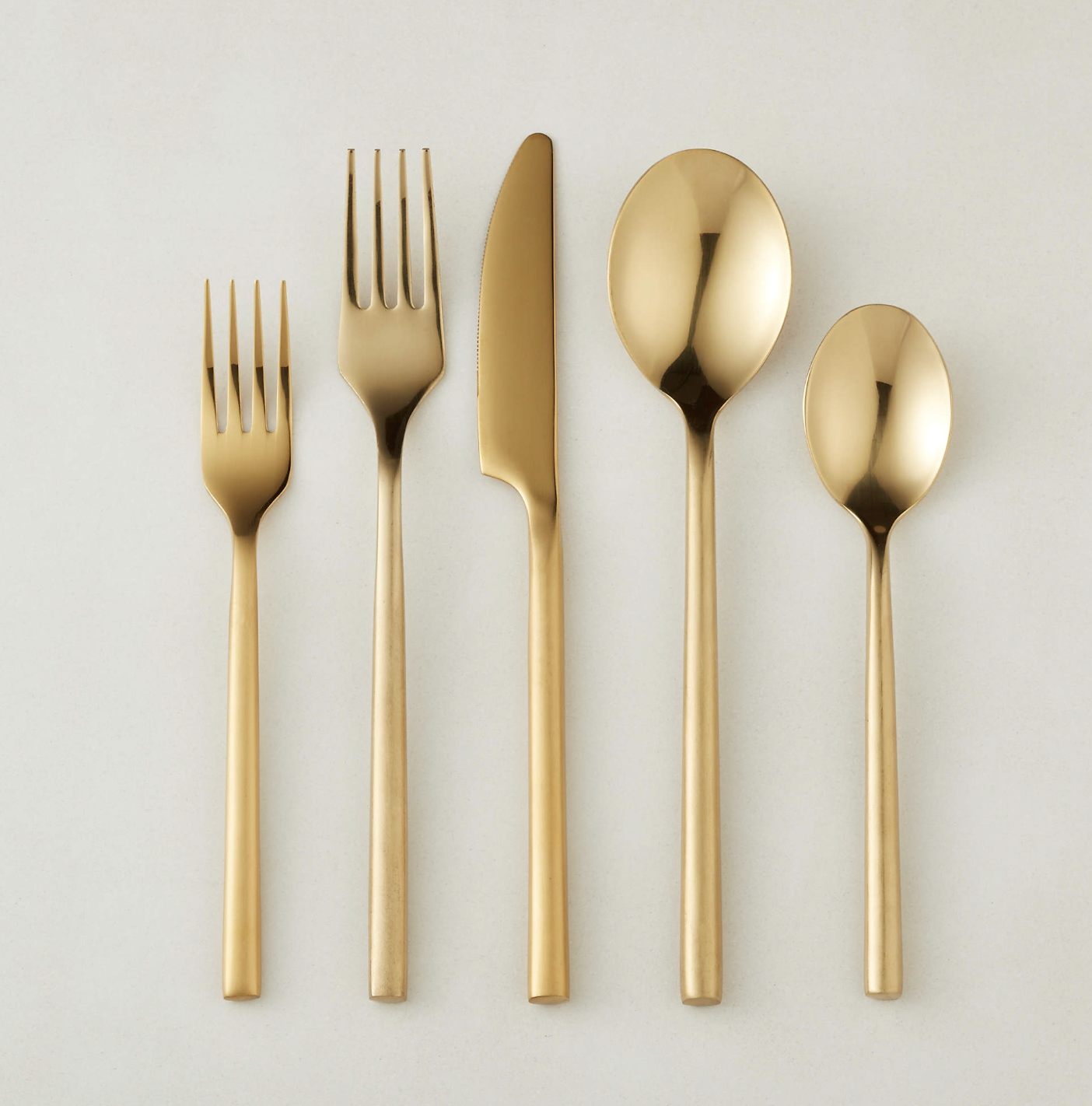 CB2 20-Piece Rush Brushed Gold Flatware Set