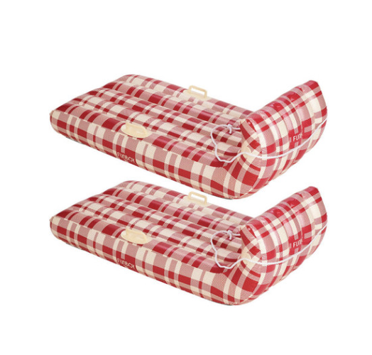FUNBOY Retro Plaid Toboggan Snow Sled - 2 Pack