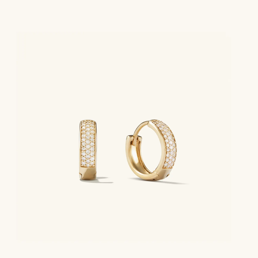 Mejuri Pave Diamond Bold Huggie Hoops