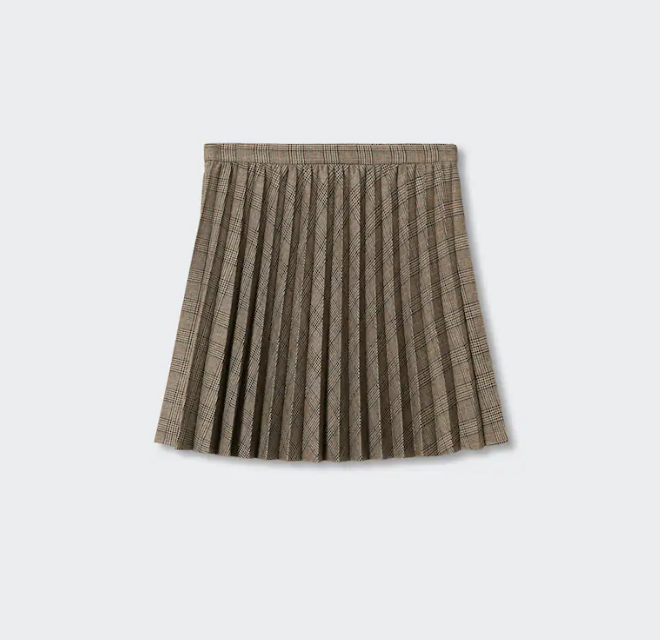Mango Pleated Check Skirt 