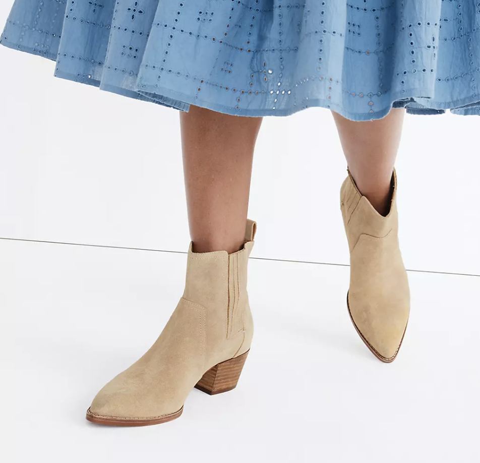 Madewell The Western Ankle Boot In Suede