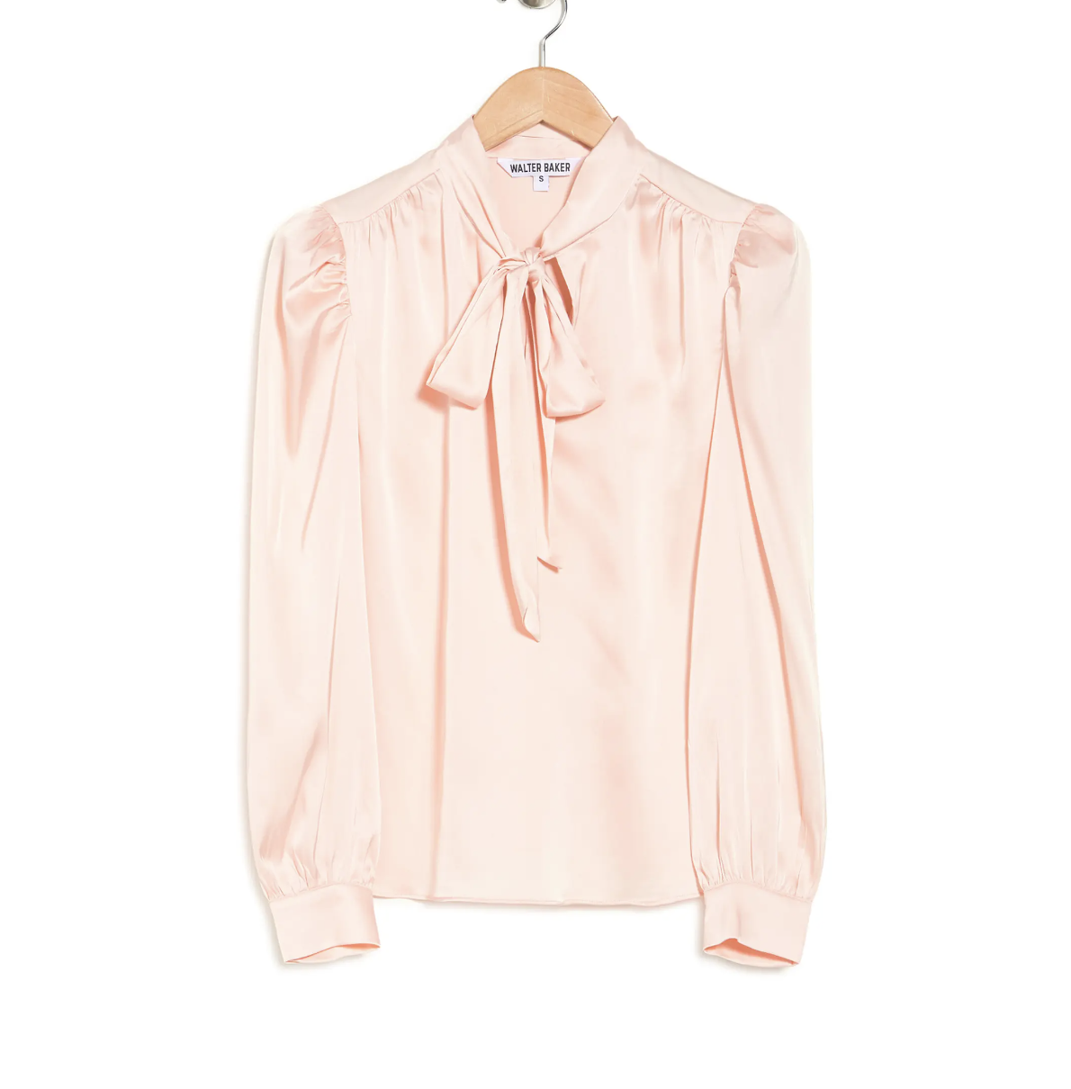 Walter Baker Duchess Long Sleeve Satin Necktie Blouse