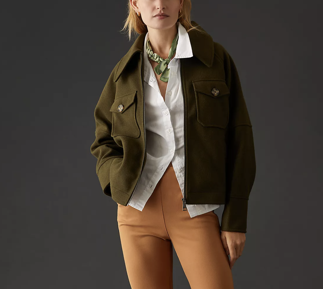 Anthropologie Avec Les Filles Double-Knit Shirt Jacket