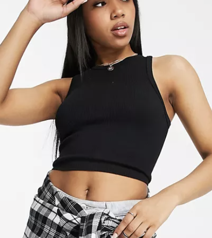 Asos Stradivarius Seamless Ribbed Tank in Black